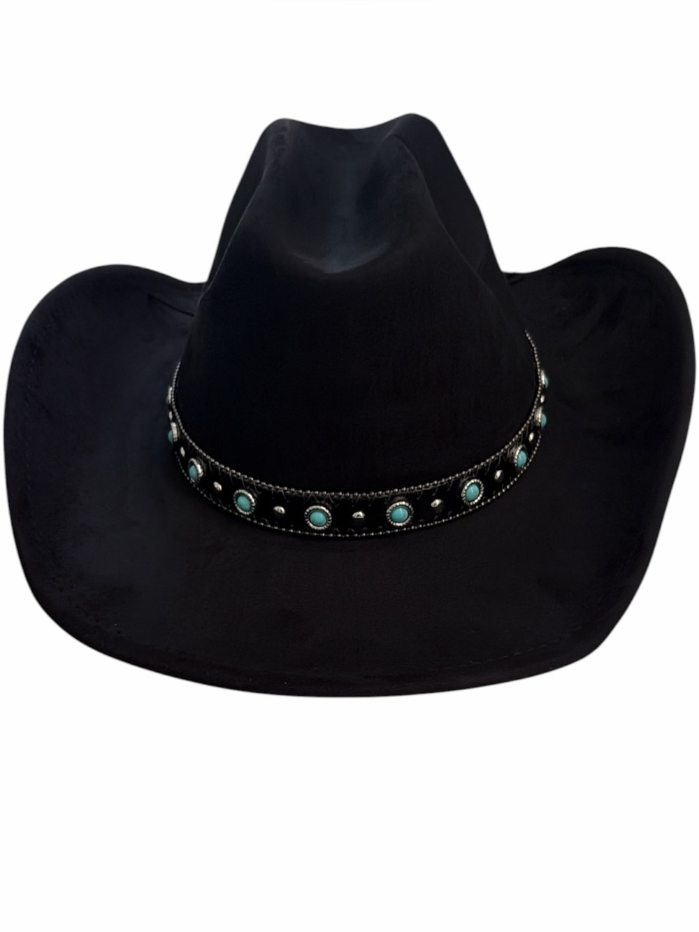 Western hat cowboy cowgirl felt black turquoise silver NWT